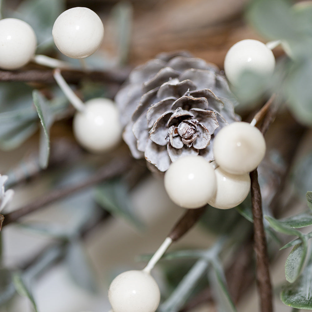White Berry and Cone Willow Wreath - Alaynas Home