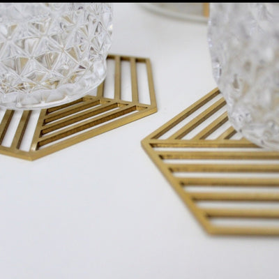 Hexagonal Solid Brass Drink Coaster - Alaynashome